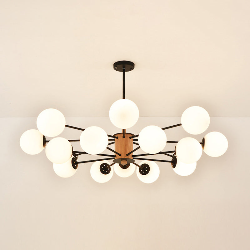 Spherical Shape Chandelier Light Modern Style Glass Multi Light Hanging Lamp for Study