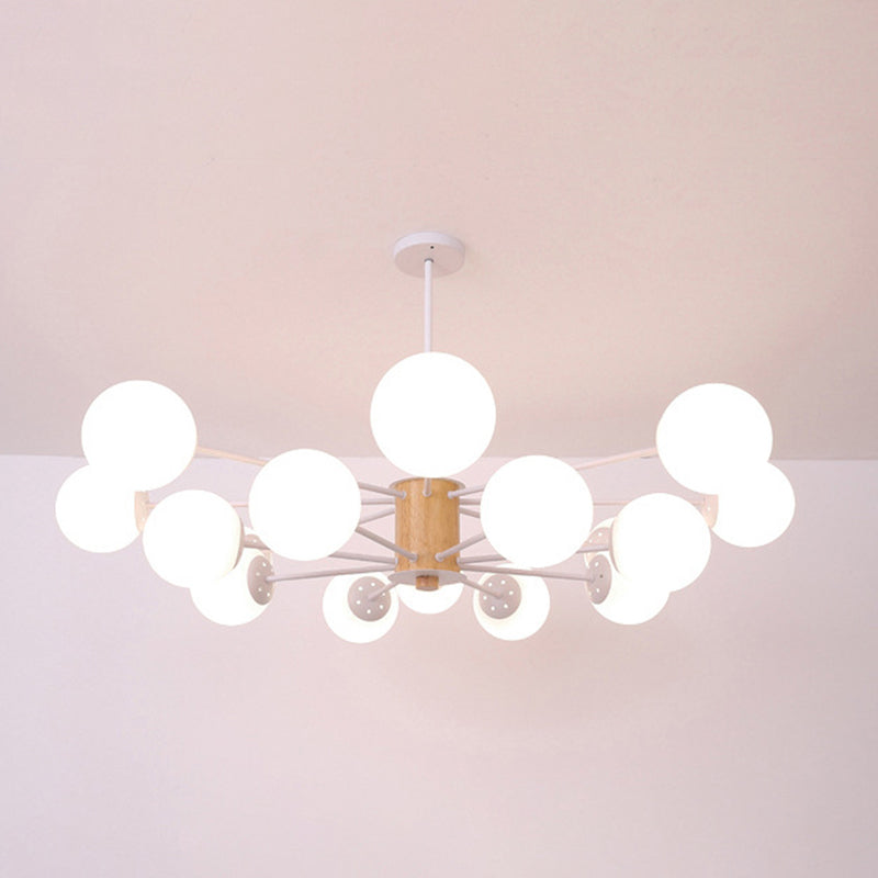 Spherical Shape Chandelier Light Modern Style Glass Multi Light Hanging Lamp for Study