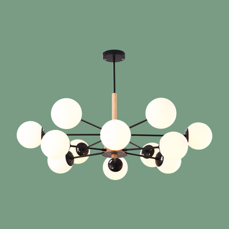 Kugelförmige Form Kronleuchter leichter moderne Glasglas Multi -Licht -Hanglampe für das Lernen
