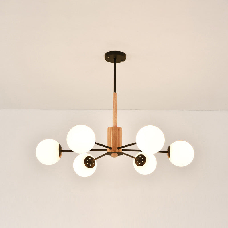 Kugelförmige Form Kronleuchter leichter moderne Glasglas Multi -Licht -Hanglampe für das Lernen