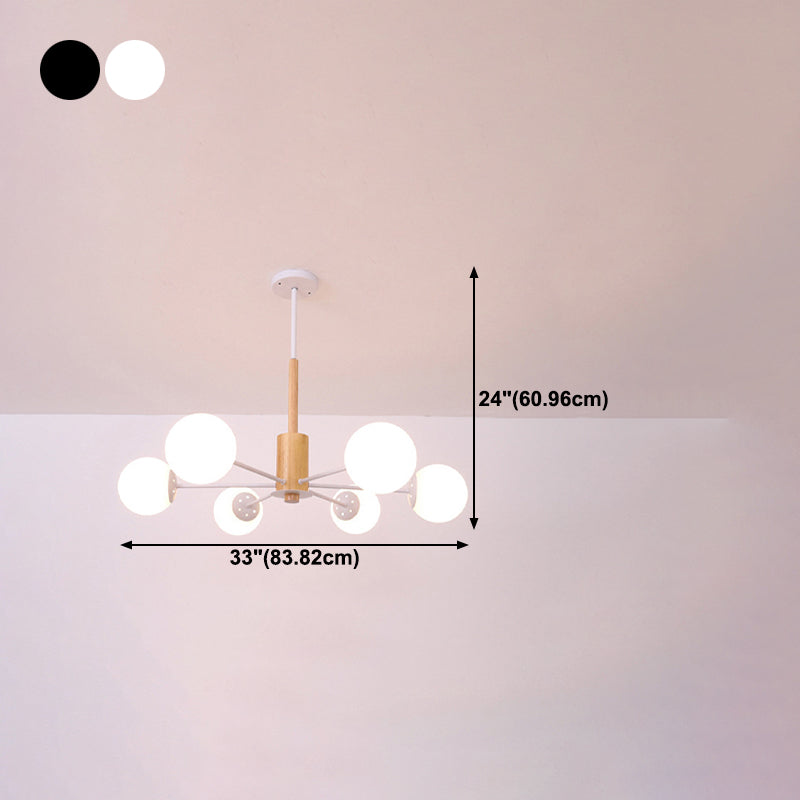 Spherical Shape Chandelier Light Modern Style Glass Multi Light Hanging Lamp for Study
