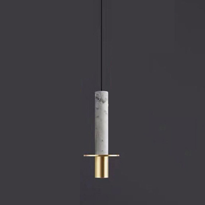 Terrazzo Tubular Pendant Lighting Simplicity LED Hanging Light for Dining Room
