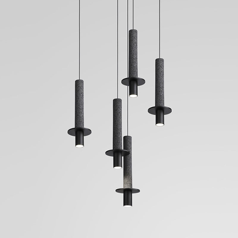 Terrazzo Tubular Pendant Lighting Simplicity LED Hanging Light for Dining Room