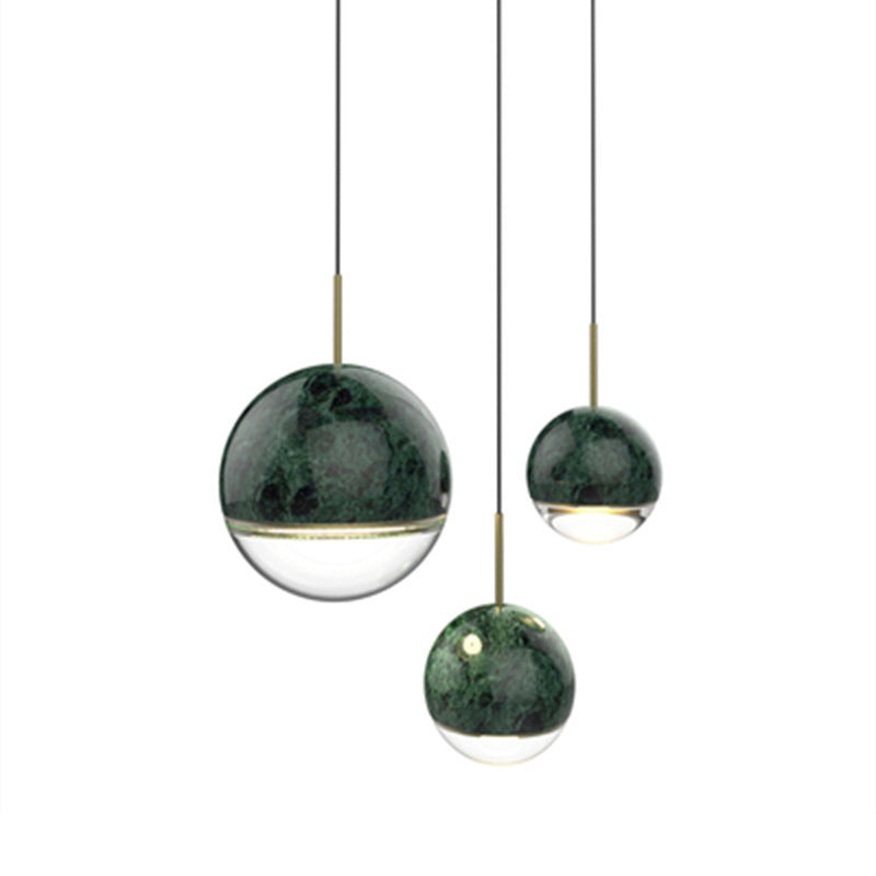 Marble Globe Hanging Light Fixture Postmodern Dining Room LED Pendant Light