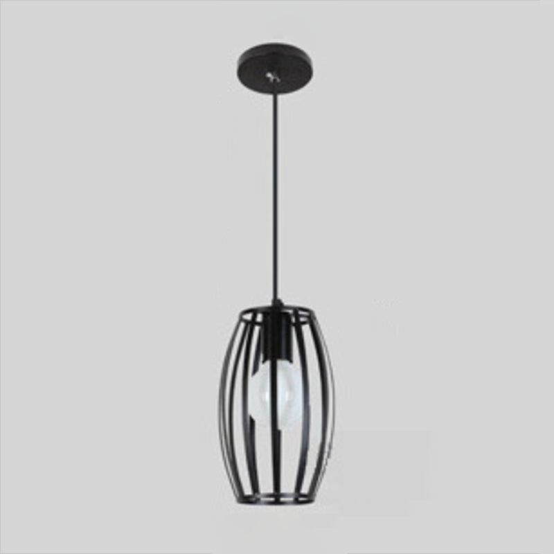 Cage Pendant Light Fixture Vintage Black Metal Suspension Lighting