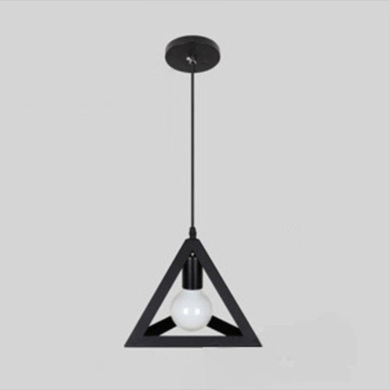 Cage Pendant Light Fixture Vintage Black Metal Suspension Lighting