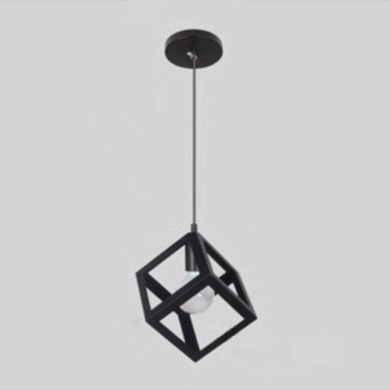 Cage Pendant Light Fixture Vintage Black Metal Suspension Lighting