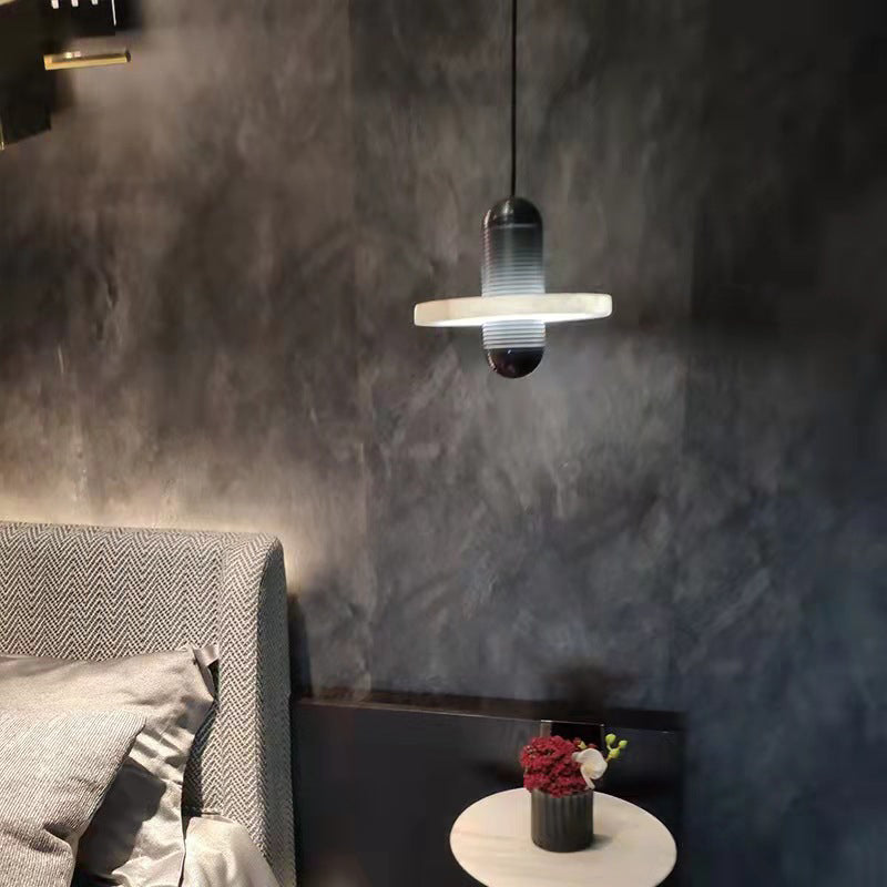 Postmoderne LED -Anhänger Licht Marmor Fliege Saucer -Nachthänzer Licht