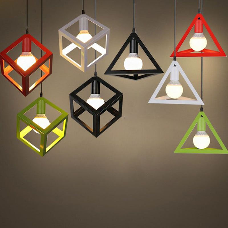 Metal Geometric Pendant Lighting Loft Style 1-Light Restaurant Hanging Lamp