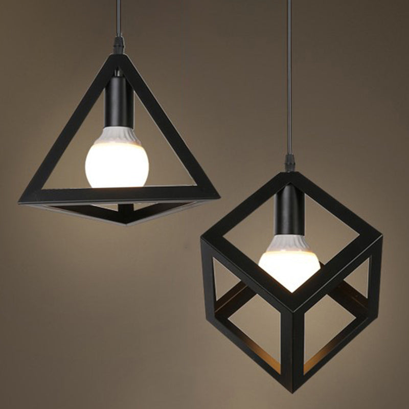 Metal Geometric Pendant Lighting Loft Style 1-Light Restaurant Hanging Lamp