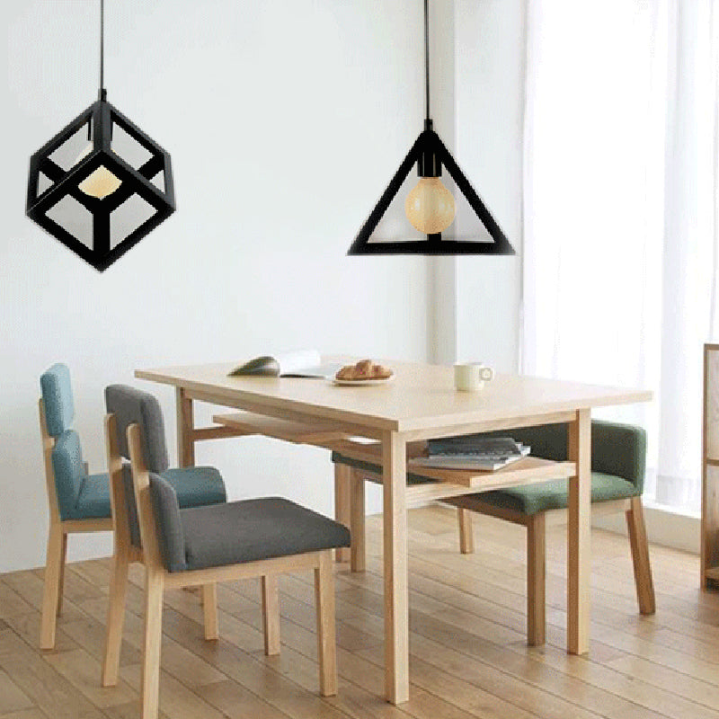 Metal Geometric Pendant Lighting Loft Style 1-Light Restaurant Hanging Lamp