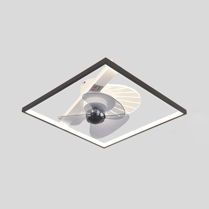 Nordic Geometry Flush Mount Fan Light Metallic Bedroom LED Semi Flush Ceiling Light
