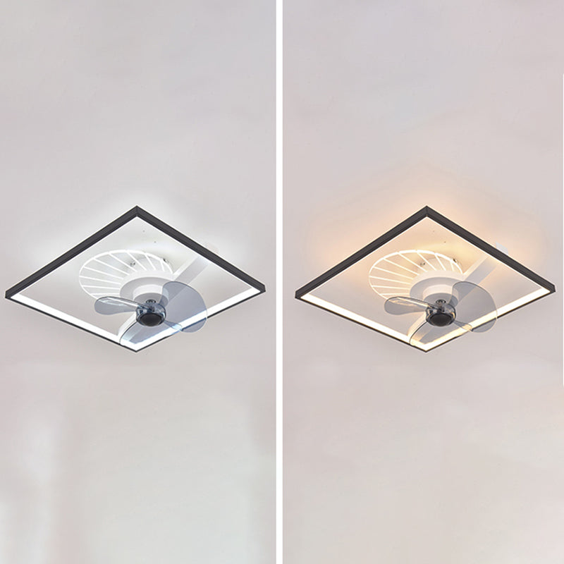Nordic Geometry Flush Mount Fan Light Metallic Bedroom LED Semi Flush Ceiling Light