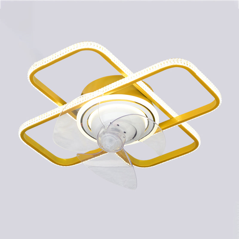 Geometric Shape Metal Ceiling Fan Modern Style Multi Lights  Ceiling Fan Lamp