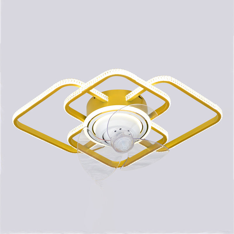 Geometric Shape Metal Ceiling Fan Modern Style Multi Lights  Ceiling Fan Lamp