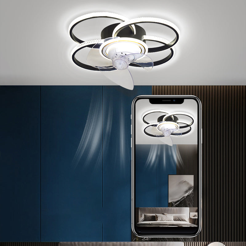 Geometric Shape Metal Ceiling Fan Modern Style Multi Lights  Ceiling Fan Lamp