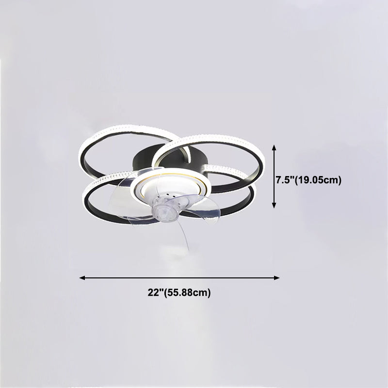 Geometric Shape Metal Ceiling Fan Modern Style Multi Lights  Ceiling Fan Lamp
