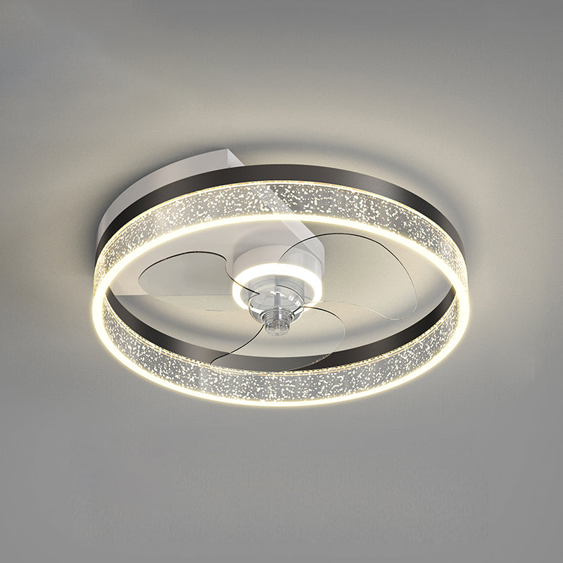 Simplicity LED Ceiling Fan Lamp Bedroom Semi Flush Mount Light Fixture