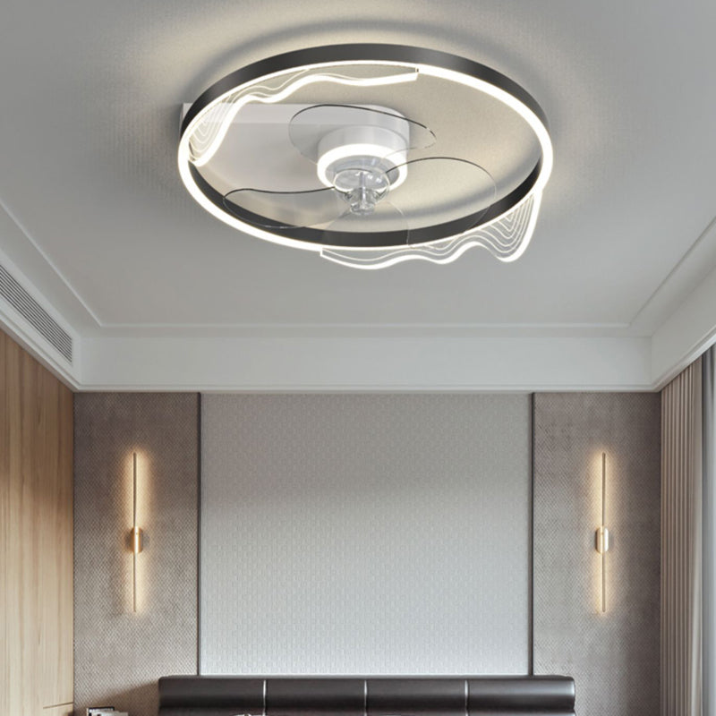 Simplicity LED Ceiling Fan Lamp Bedroom Semi Flush Mount Light Fixture