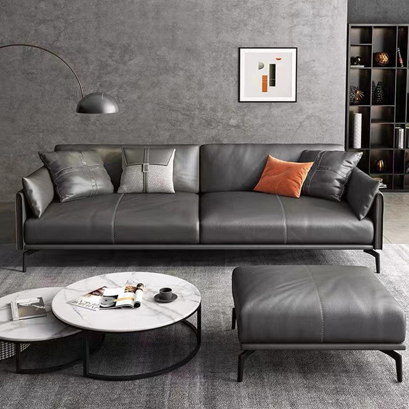 Stain Resistant Bench Seating Leather Standard Cushions Settee Furniture in Grey
