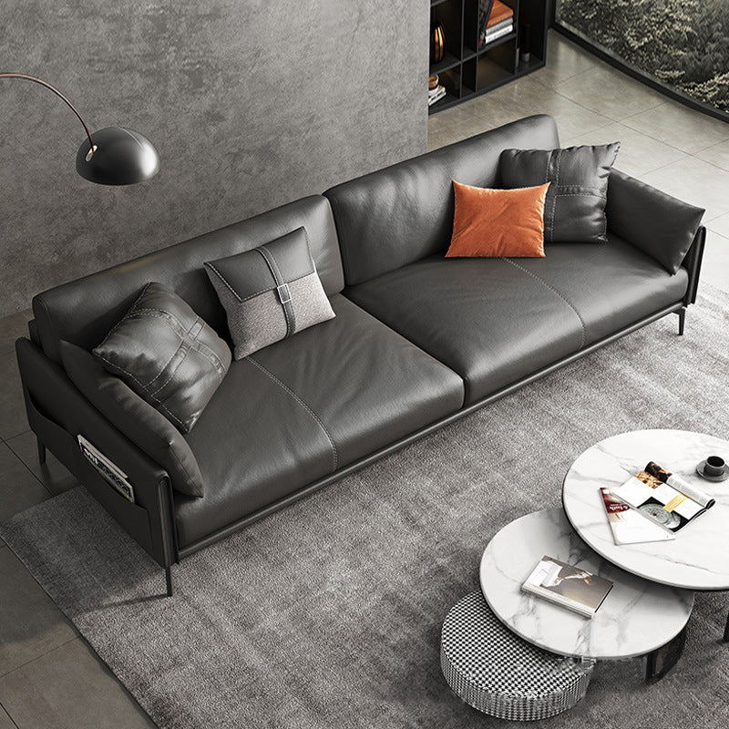 Stain Resistant Bench Seating Leather Standard Cushions Settee Furniture in Grey
