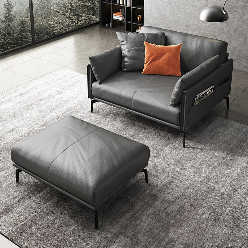 Stain Resistant Bench Seating Leather Standard Cushions Settee Furniture in Grey
