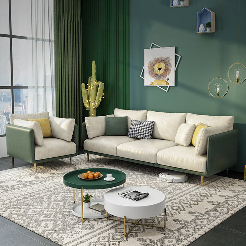 Sofa rembourré en cuir imité avec rembourrage de siège en latex sur le dos de l'oreiller