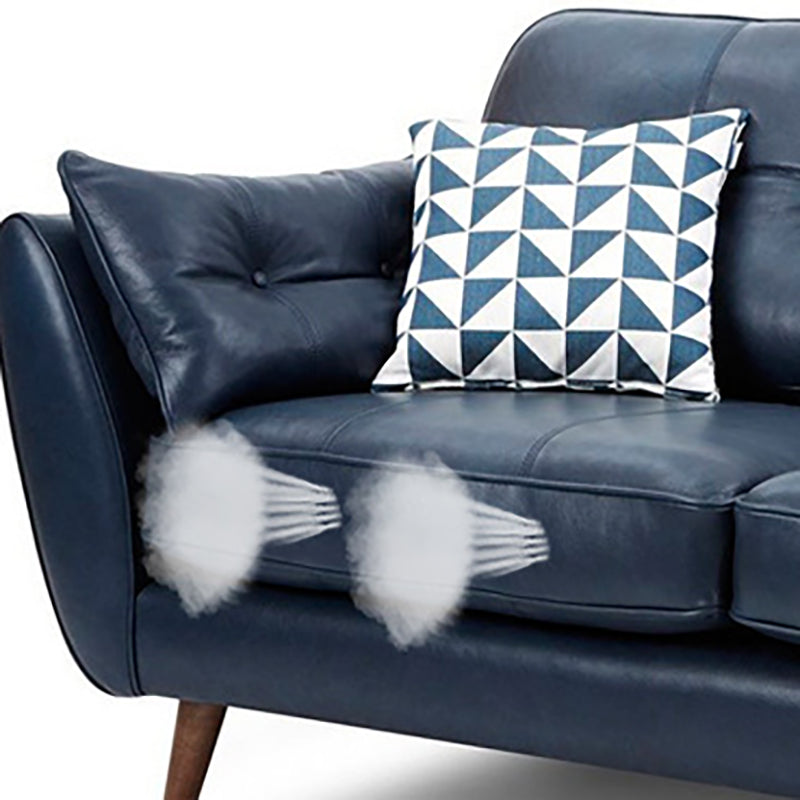 Wood Legs Modern Flared Arm Sofa Leather Standard Tufted Sofa