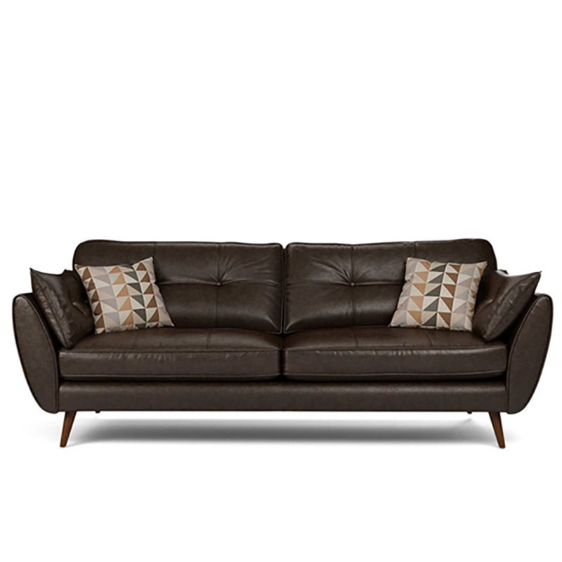 Wood Legs Modern Flared Arm Sofa Leather Standard Tufted Sofa