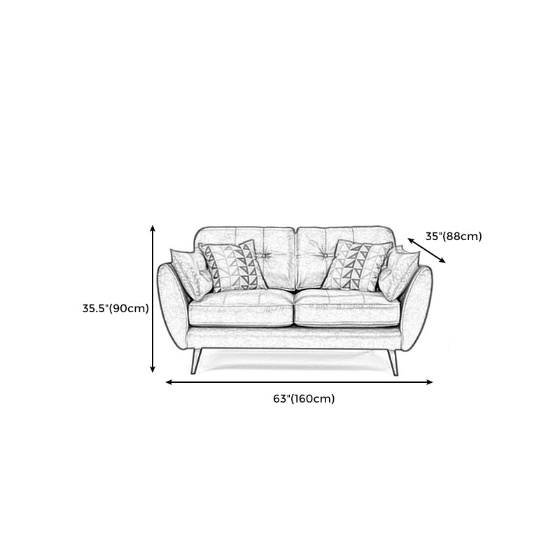 Wood Legs Modern Flared Arm Sofa Leather Standard Tufted Sofa