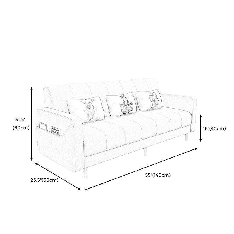 Modern Square Arm  23.62" W Convertible Sleeper Sofa with Cotton Blend for Living Room