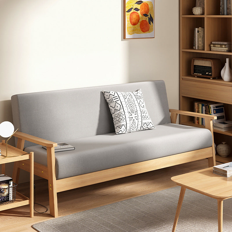 Fabric Square Arm Slipcovered 2/3 Seat Sofa with Wooden Based