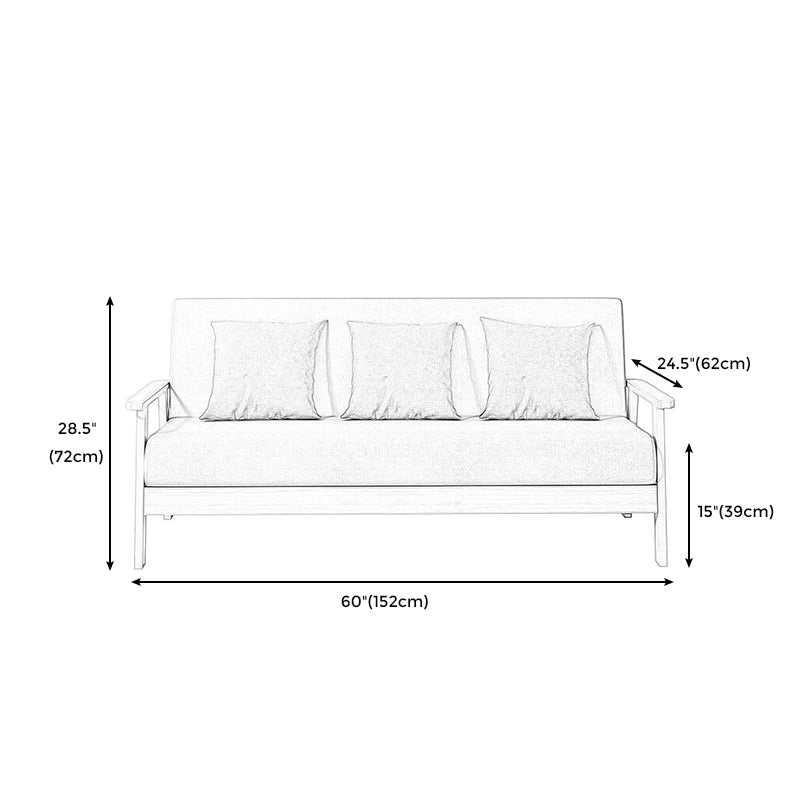 Fabric Square Arm Slipcovered 2/3 Seat Sofa with Wooden Based