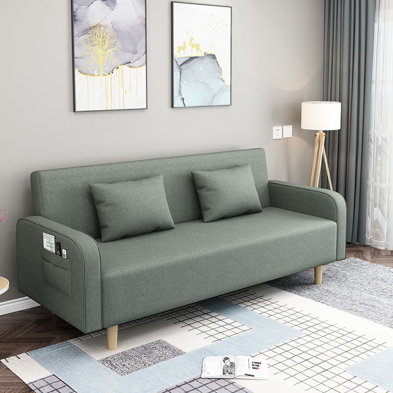 Sofá de tela moderna convertible patas de madera brazo cuadrado 2/3 plazas sofá