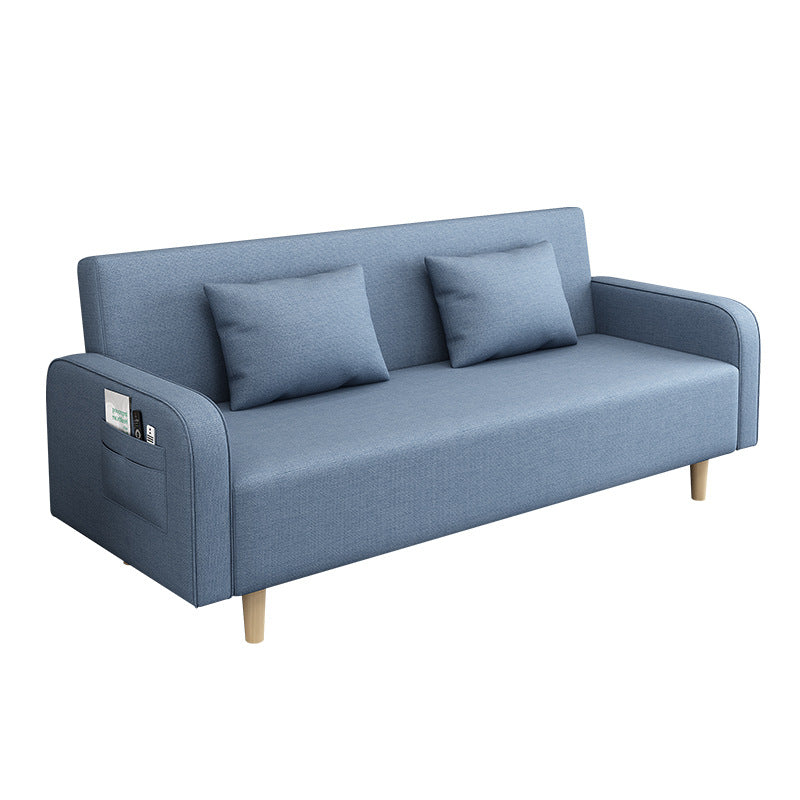 Sofá de tela moderna convertible patas de madera brazo cuadrado 2/3 plazas sofá
