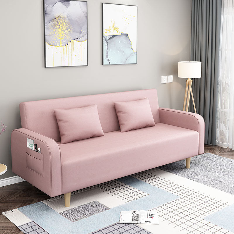 Sofá de tela moderna convertible patas de madera brazo cuadrado 2/3 plazas sofá