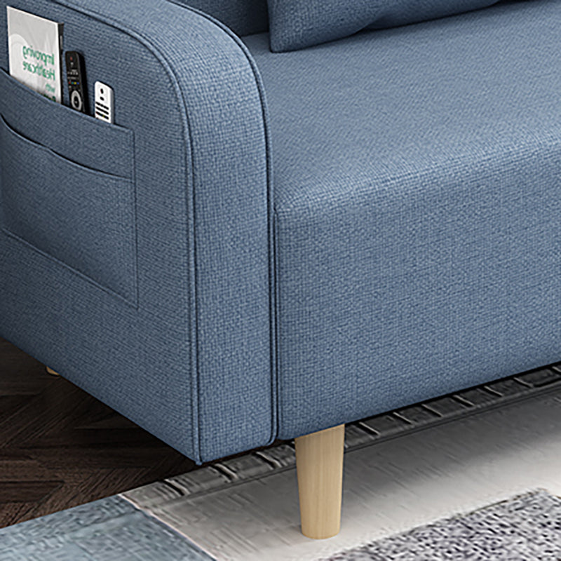 Sofá de tela moderna convertible patas de madera brazo cuadrado 2/3 plazas sofá