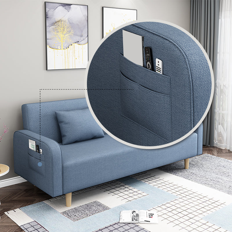 Sofá de tela moderna convertible patas de madera brazo cuadrado 2/3 plazas sofá