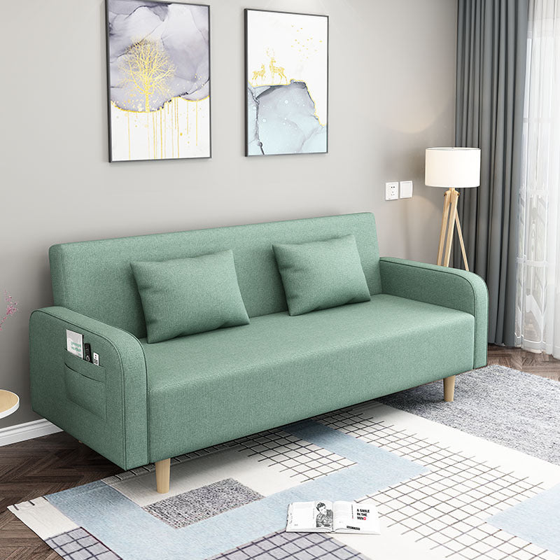 Sofá de tela moderna convertible patas de madera brazo cuadrado 2/3 plazas sofá