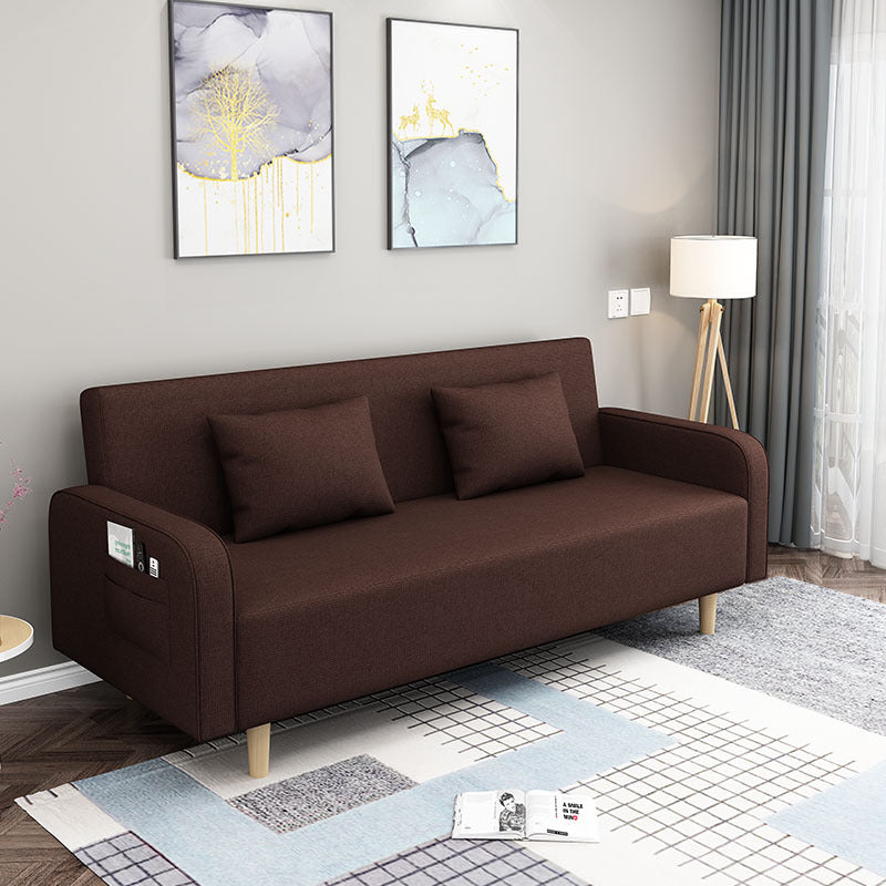 Sofá de tela moderna convertible patas de madera brazo cuadrado 2/3 plazas sofá