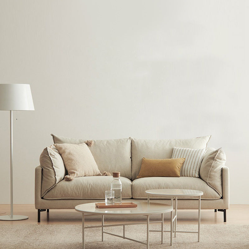Contemporary Fabric Square Arm Loveseat Standard Loose Back Setee