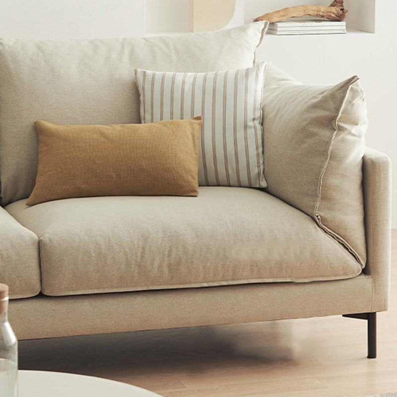 Contemporary Fabric Square Arm Loveseat Standard Loose Back Setee