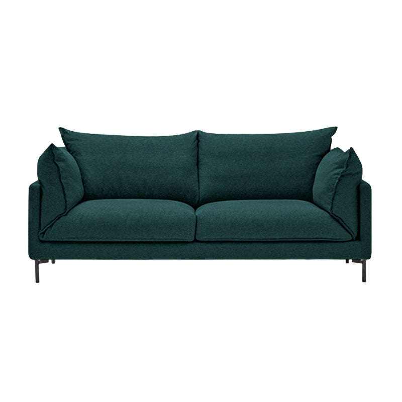Contemporary Fabric Square Arm Loveseat Standard Loose Back Setee