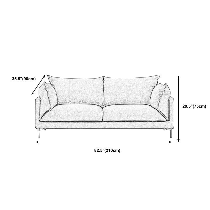 Contemporary Fabric Square Arm Loveseat Standard Loose Back Setee