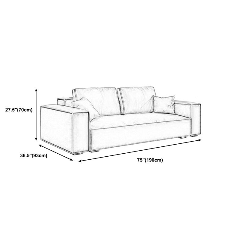 Genuine Leather Square Arm Living Room Standard Dark Brown Seating