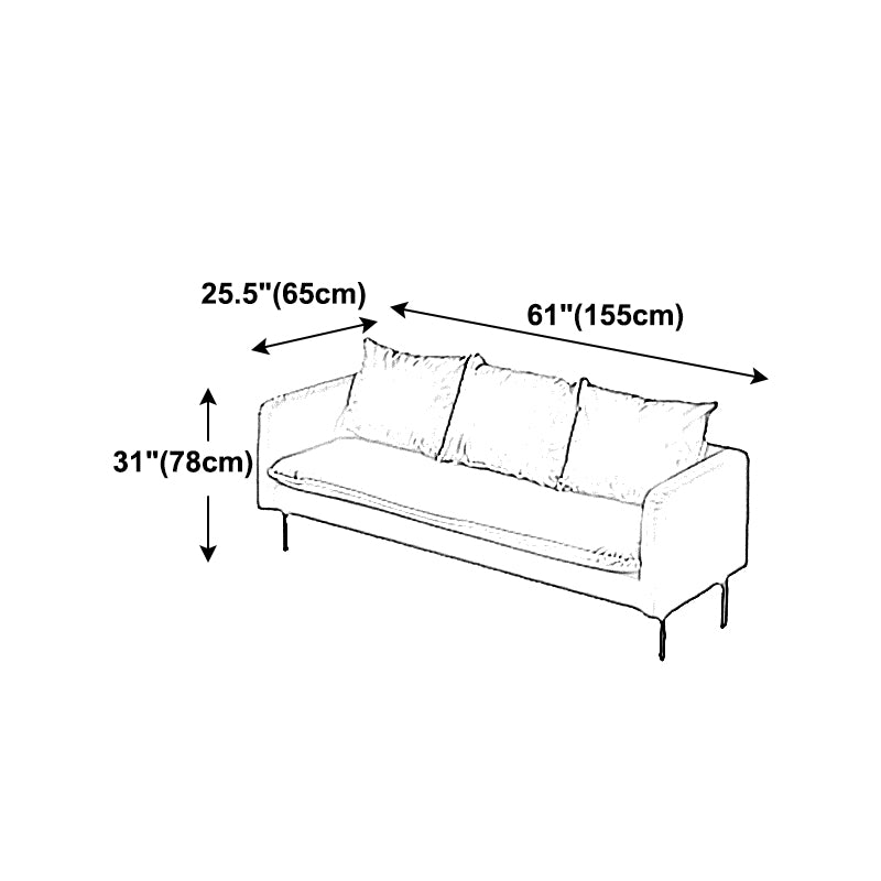Modern Leather Square Arm Sofa with Loose Back for Living Room