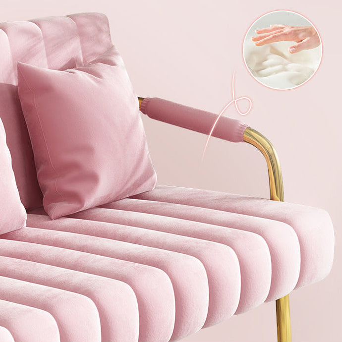 Sofá glamoroso contemporáneo con almohada cosida y piernas doradas para apartamento