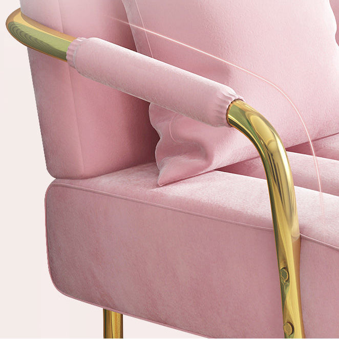 Contemporary Glam Sofa with Sewn Pillow Back and Golden Legs for Apartment
