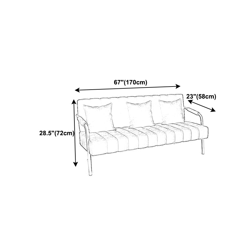Contemporary Glam Sofa with Sewn Pillow Back and Golden Legs for Apartment
