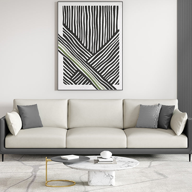 Zeitgenössische Kunstleder -Smoking -Standardsofa mit Folsterkissen